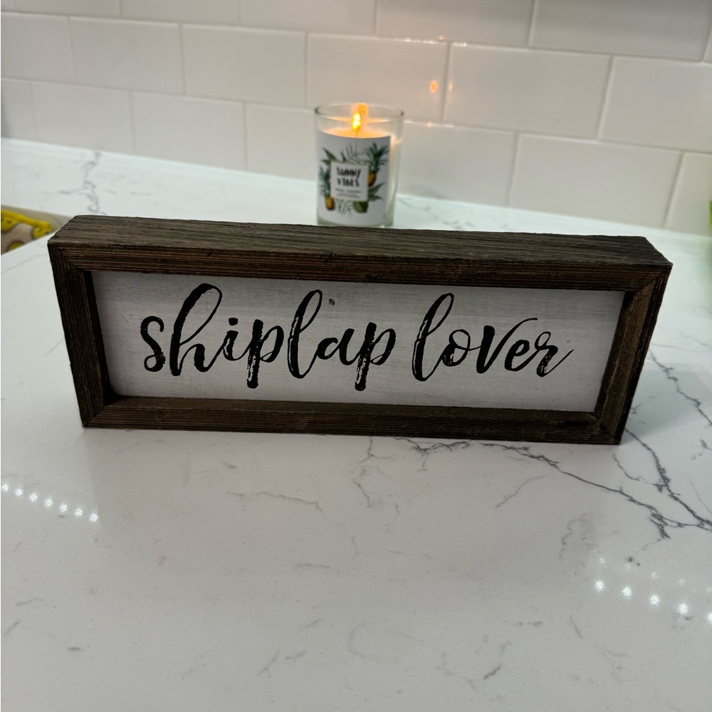 11x4 “shiplap lover” gray wood sign
